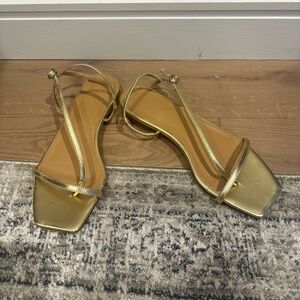 Aeyde gold flat sandals (worn once) size 38.5 (8.5)